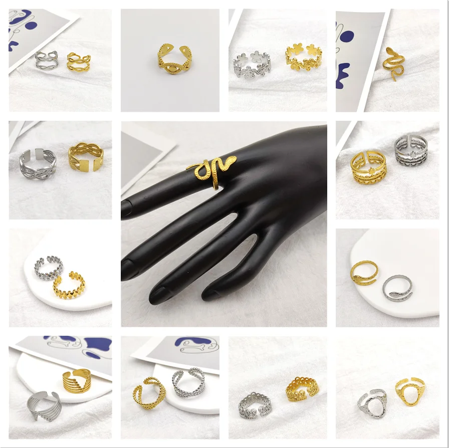 

100%Stainless Steel Personalized Ring for women Gold Snake Charm Birthday Party Ring Fashion Ladies Men Jewelry Gifts Wholesale
