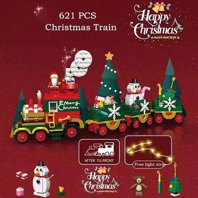 

Creative Christmas Series Train Building Blocks Technical Tv Model City Brick Toy Kids For Children Friends Christmas Gifts