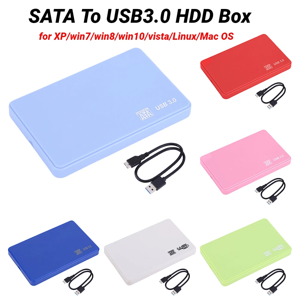

SATA To USB3.0 HDD Box Compatible with XP/win7/win8/win10 2.5in Hard Disk Case High Speed Tool-Free for SSD External Storage
