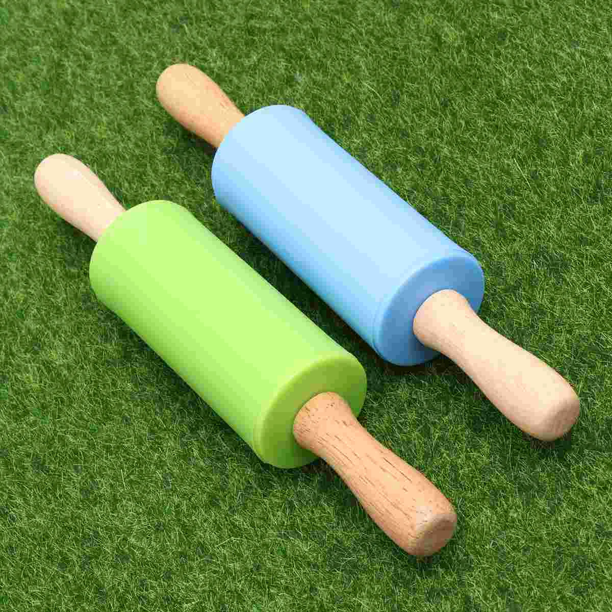 

2 Pcs Small Rolling Pin Embossing Rolling Pin Pizza Rolling Pin Fondant Rolling Pin Kids Gummies Non Stick Roller Pin