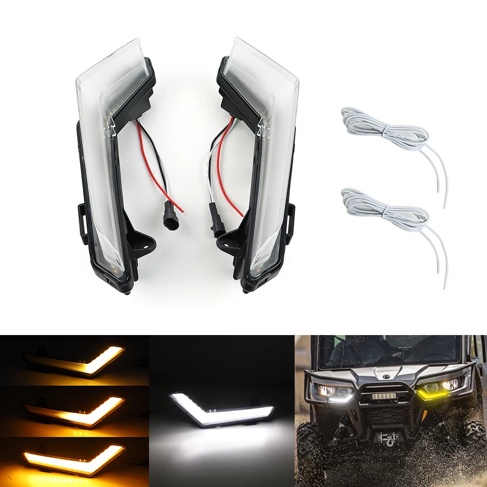 ATV LED Turn Signal Daytime Running Lights  for Can-Am Defender & Defender Max 2020+ / Commander 2021 Yellow Flow Lighting