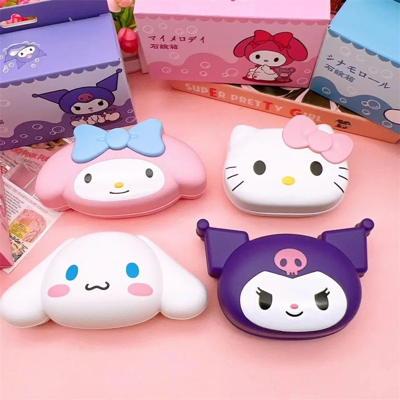 Sanrios мыльница для ванной комнаты с крышкой аниме kuromi HelloKittys melody домашняя