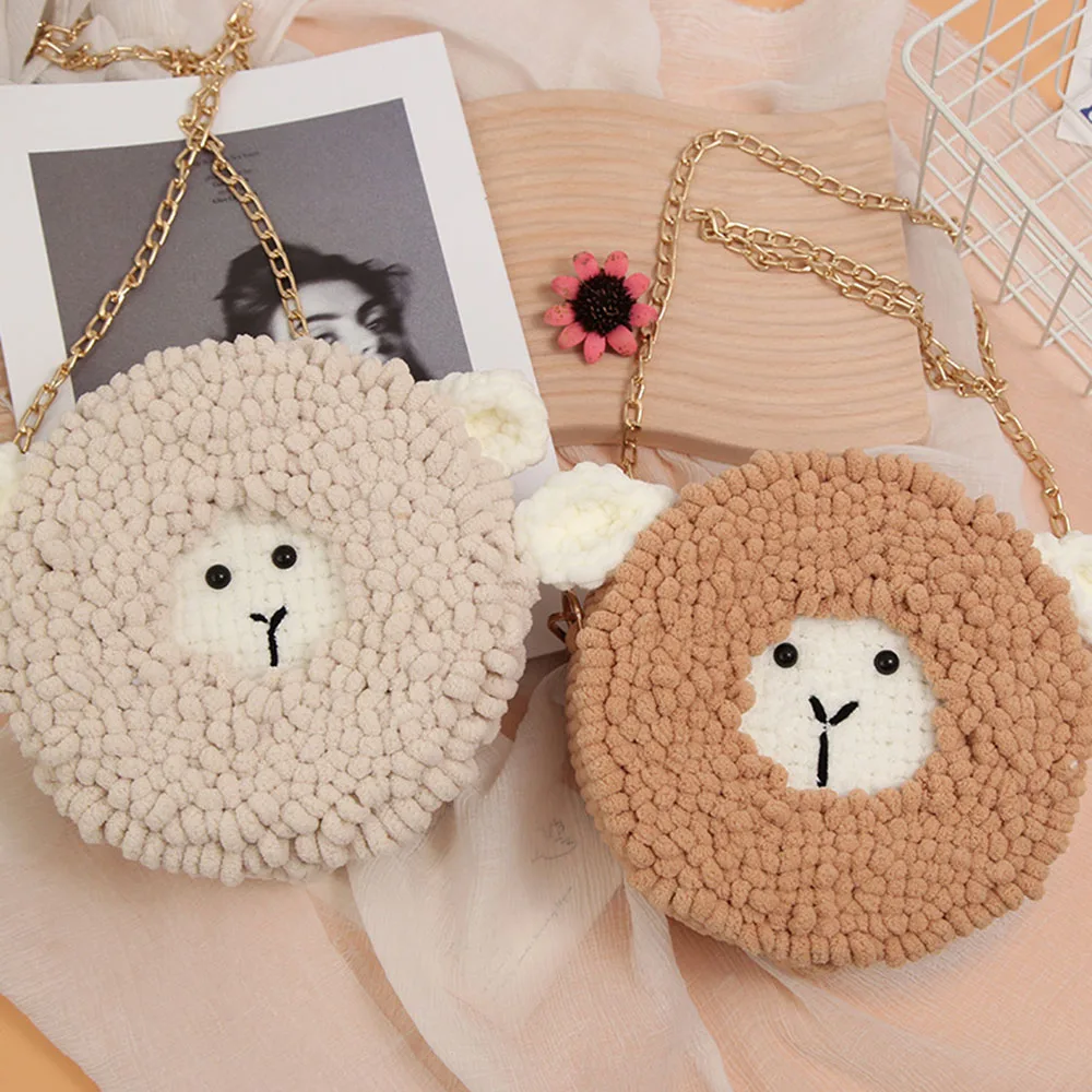 

Round Sheep Friend Wool Knitting DIY Handmade Material Set for Weave Bag Handbag 0740