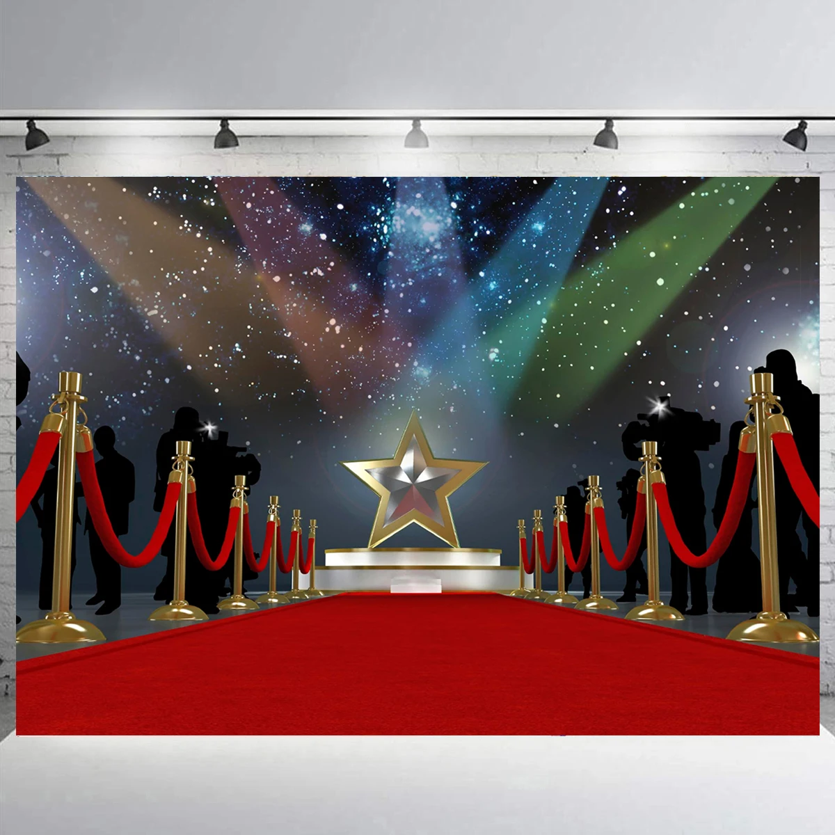 

Red Carpet Backdrop Movie Night Stage Lighting Photography Background Celebrity Event Kid Adult Birthday Party Premiere Banner