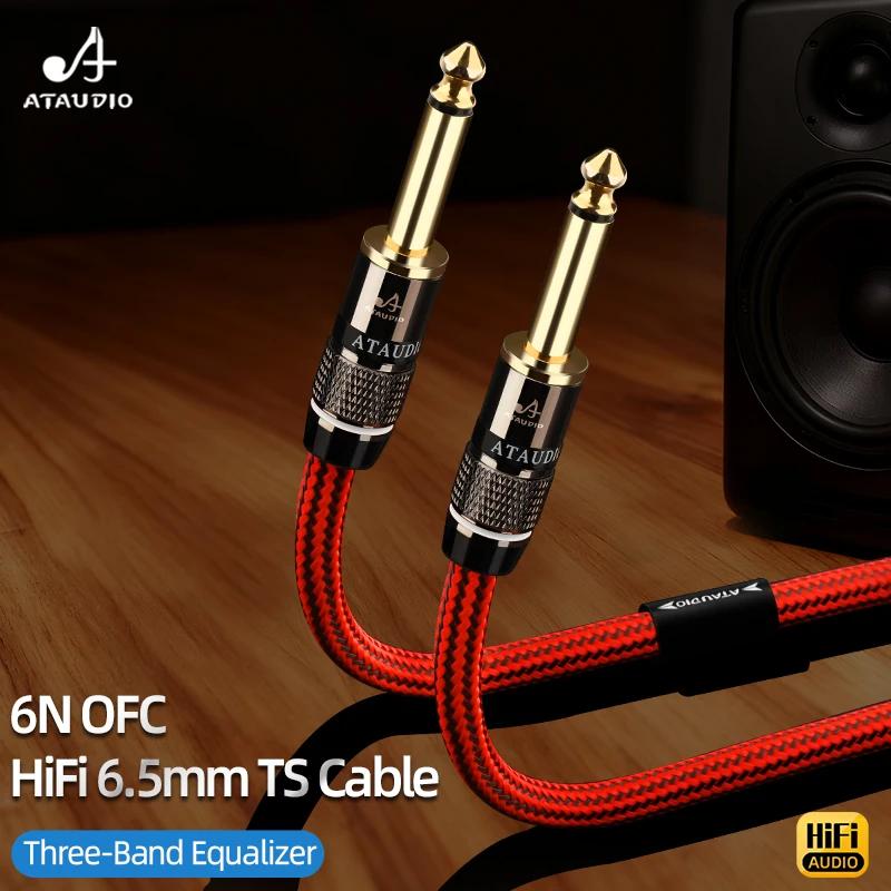 Фото Высококачественный аудиокабель HiFi 6N OFC 6,5 мм TS с балансным подключением, штекер-штекер, для усилителя, микшера, колонок. №1
