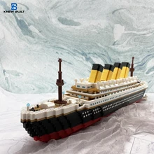 KNEW BUILT Titanic 3D Plastic Model Ship Building Blocks for Adults Micro Mini Bricks Toys Kits Assemble Cruise Boat Kids Gift