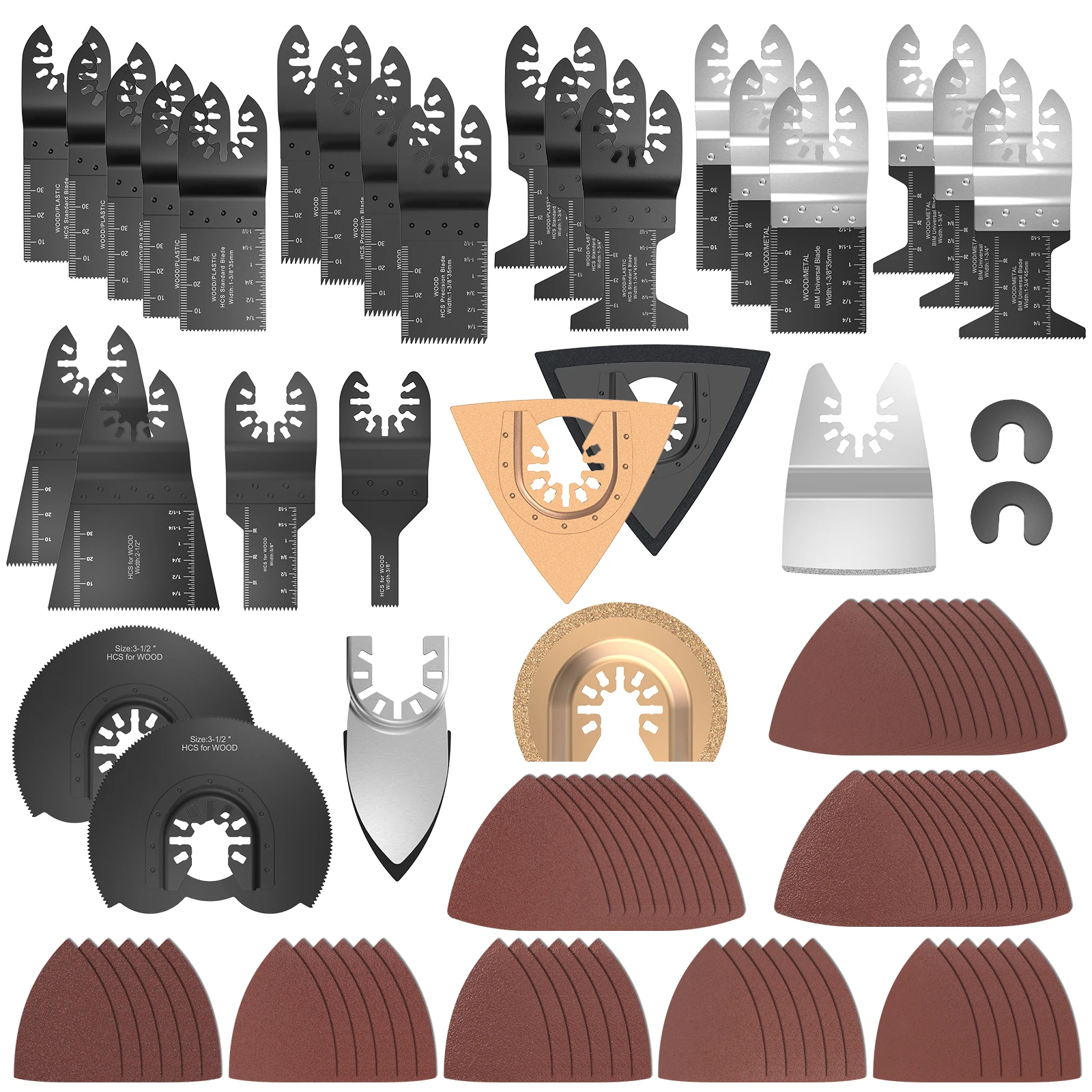 

Oscillating Saw Blade Multitool Blades High Precision Renovator Cut Tools HCS Saw Blades with Sand Paper for Wood Tile Cutting