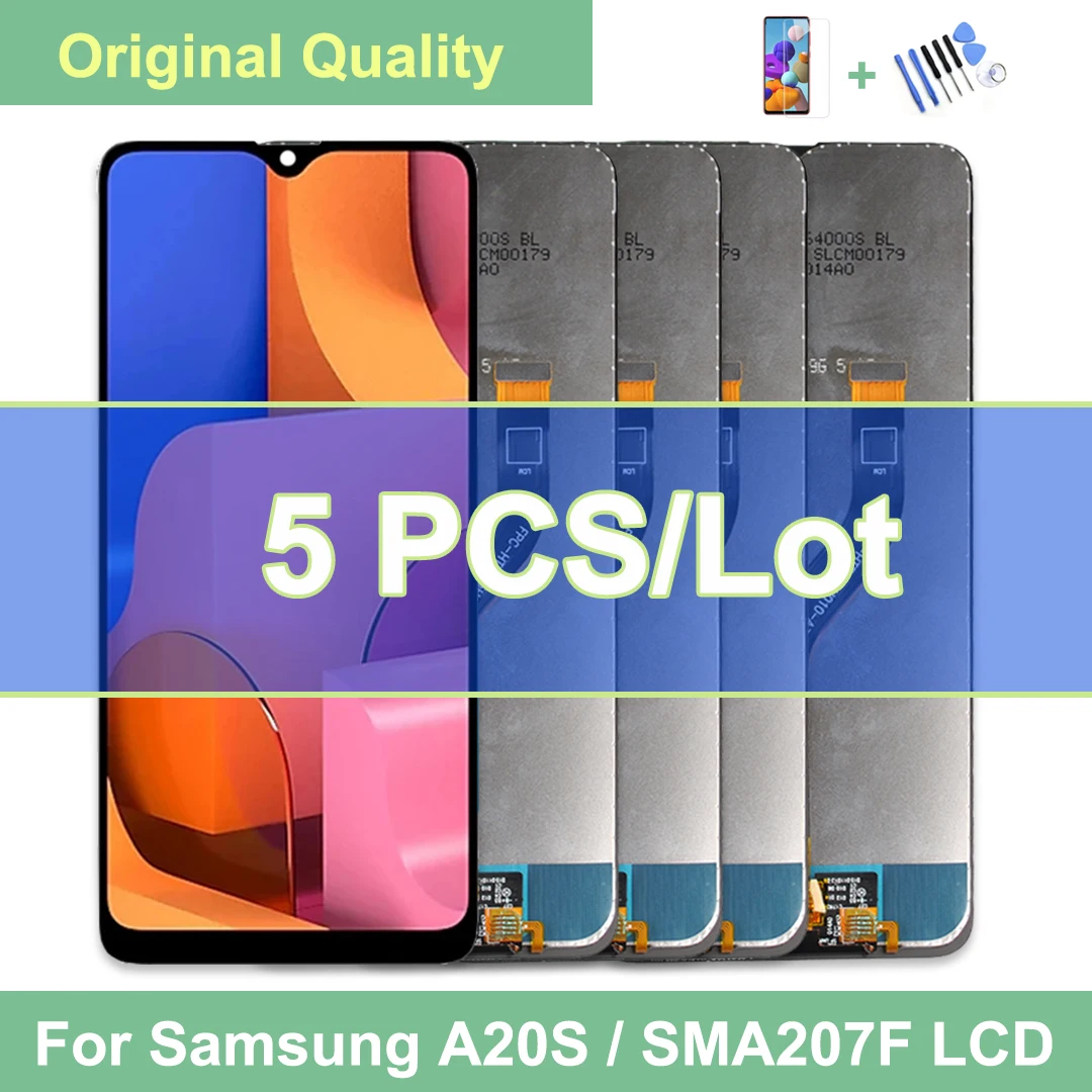 5 PCS Original Amoled For Samsung Galaxy A20s A207 A207F A207M SM-A207F A207F/DS LCD Display Touch Screen Digitizer Assembly