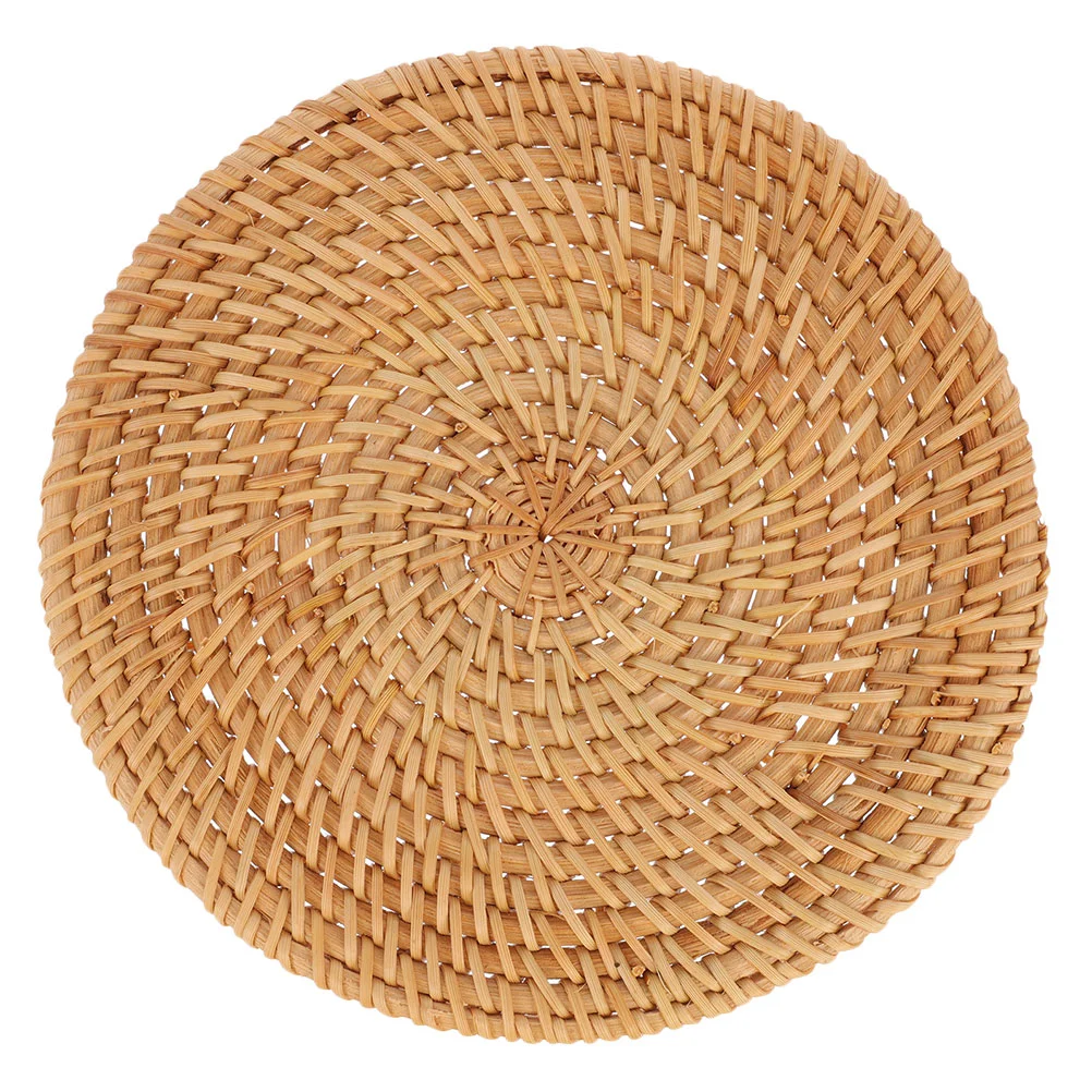 

1pc Rattan Woven Bowl Pad Tabletop Cup Coaster Heat Proof Pad Simple Place Mat Table-top Anti-hot Pad for Home