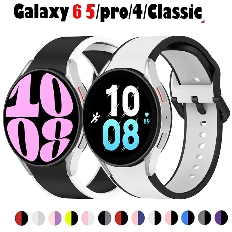 

Ремешок силиконовый для Samsung Watch 6 44 мм 40 мм Watch 4 5 Pro 45 мм, спортивный браслет для Galaxy watch 6 Classic 43 47 мм