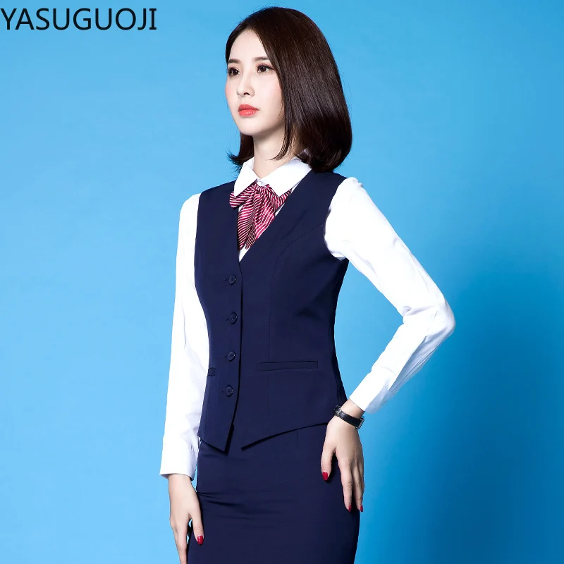 Новинка 2021 Модный деловой облегающий женский жилет YASUGUOJI офисный с V-образным