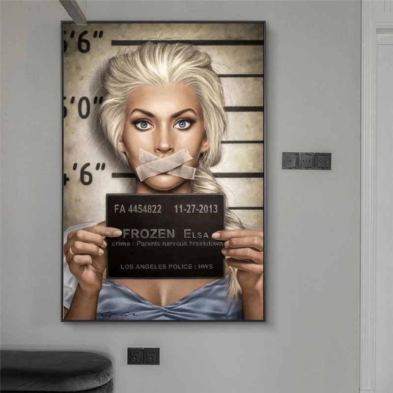 

Guilty Elsa Princess Cosplay Classic Movie Posters And Prints Cartoon Wall Art Beauty Girl Canvas Painting For Modern Decoration
