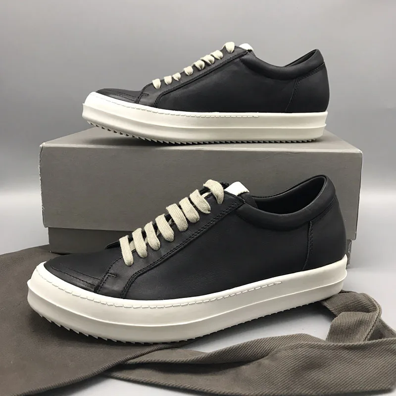 

RO Men Casual Shoes Ankle Boots Trainers Leather Owens Shoes Lace Up Sneaker Low-heeled Comfortable Shoes