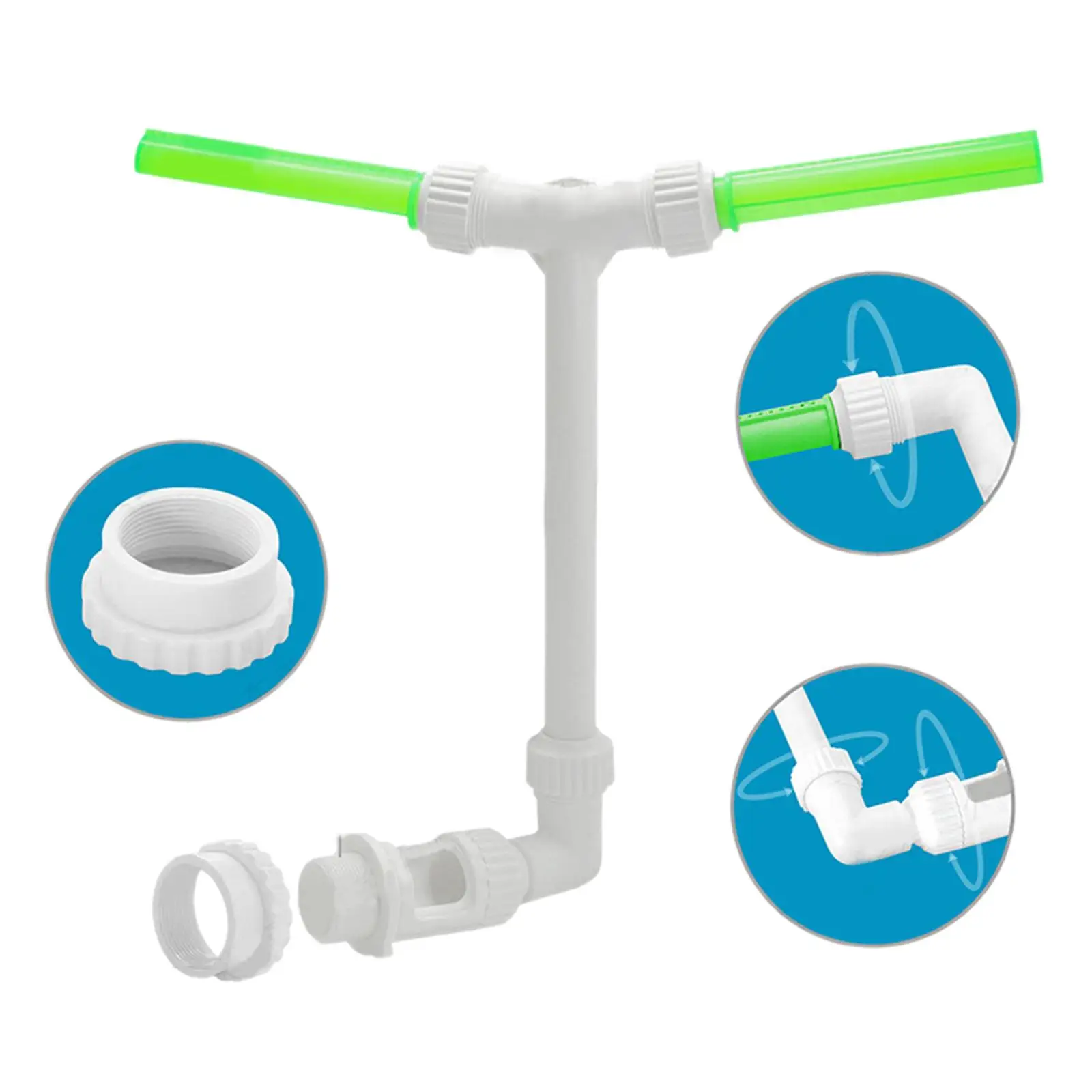 Флуоресцентный зеленый водный фонтан для бассейна регулируемый двойной