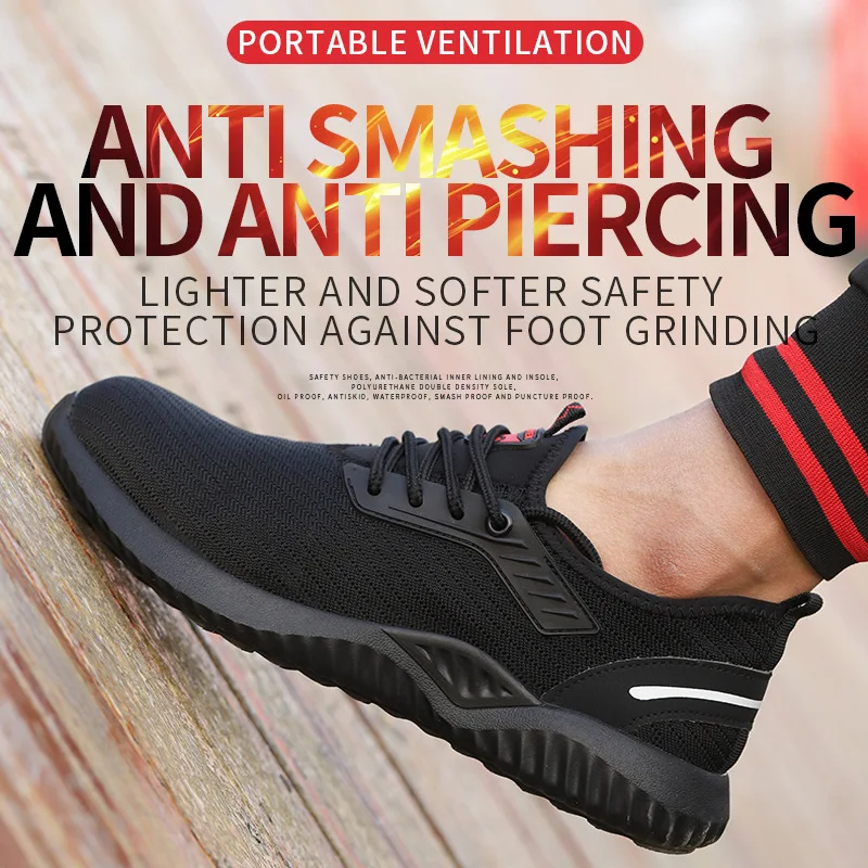 

2022 Cross-border flying woven labor insurance shoes men's steel toe anti-smashing anti-puncture construction site protective
