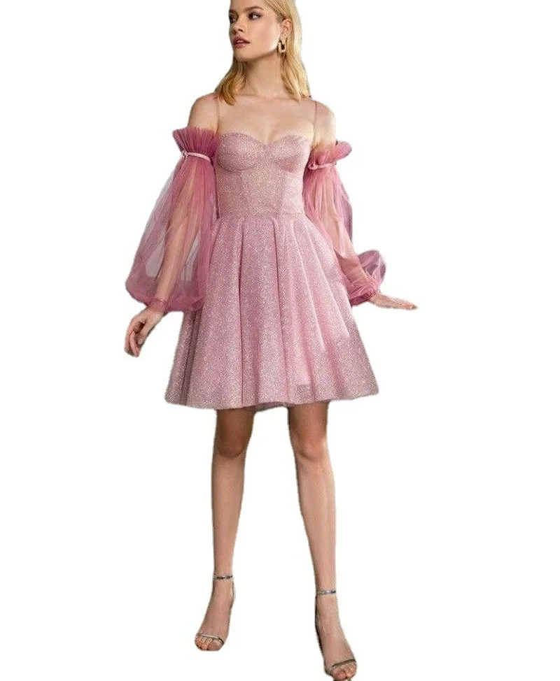 Женские платья для выпускного вечера с длинным рукавом большая мини-юбка-качели