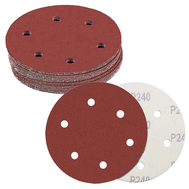 

Promotion! 30Pcs Drywall Sander Sanding Discs, 9Inch 6Hole Hook And Loop Abrasive Sandpaper, 5Pcs Each 80/100/120/150/180/240 Gr