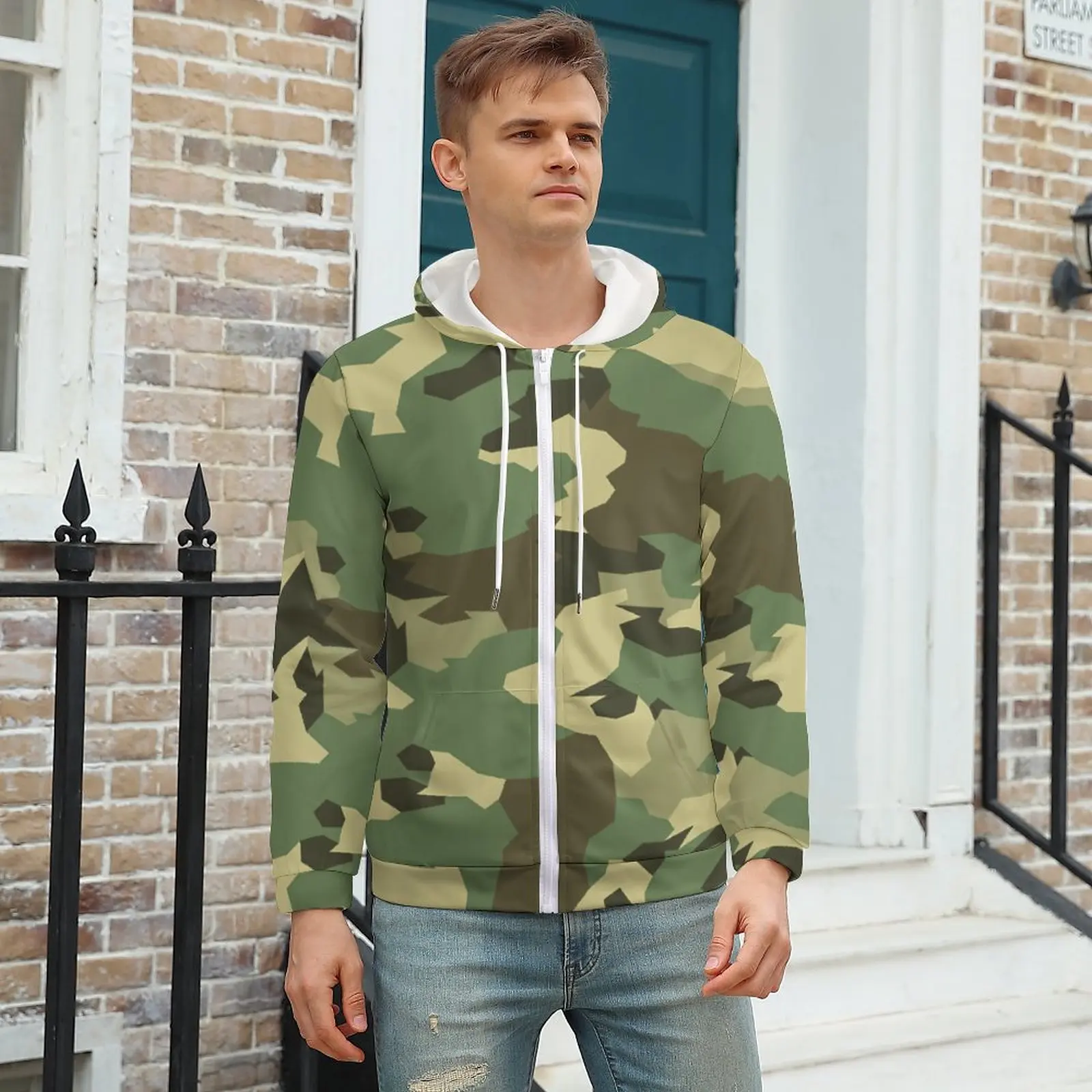 

Classic Camo Hoodie Camouflage Military Design Army Mens Autumn Hoodies Popular Zip Up Hoodie Oversized