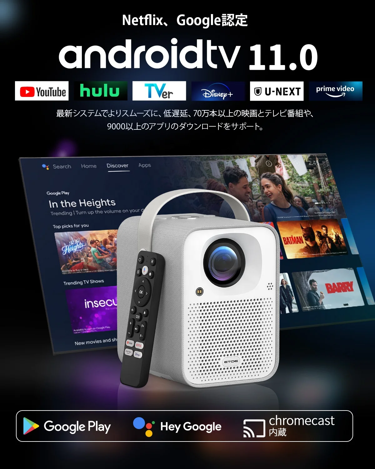 4K проектор 1080P 300ANSI Android TV 11 система 5G WiFi 6 BT двойные Hi-Fi колонки для домашнего