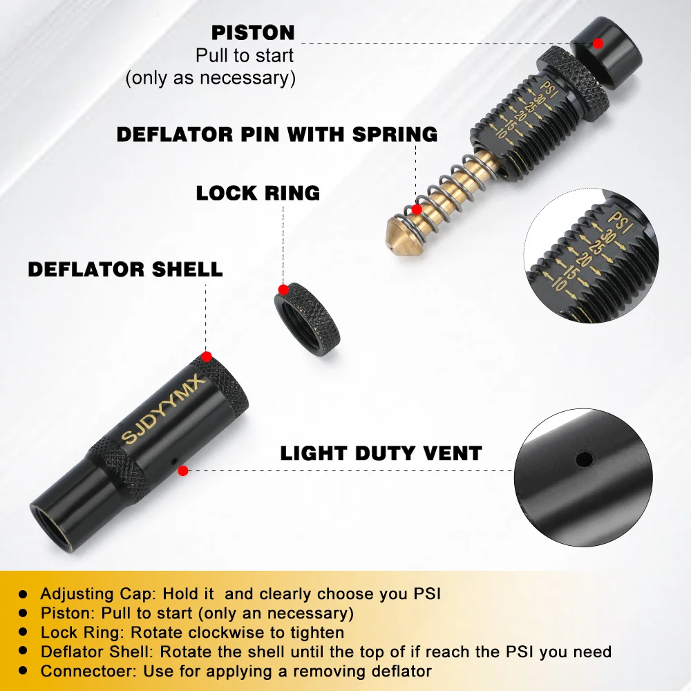 Комплект клапанов для дефлятора шин с автоматической остановкой (10-30 фунтов на