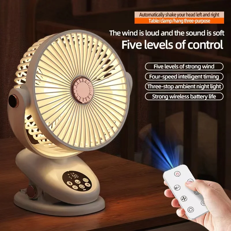 Xiaomi USB-вентилятор с клипсой 5 скоростей тихий перезаряжаемый Настольный