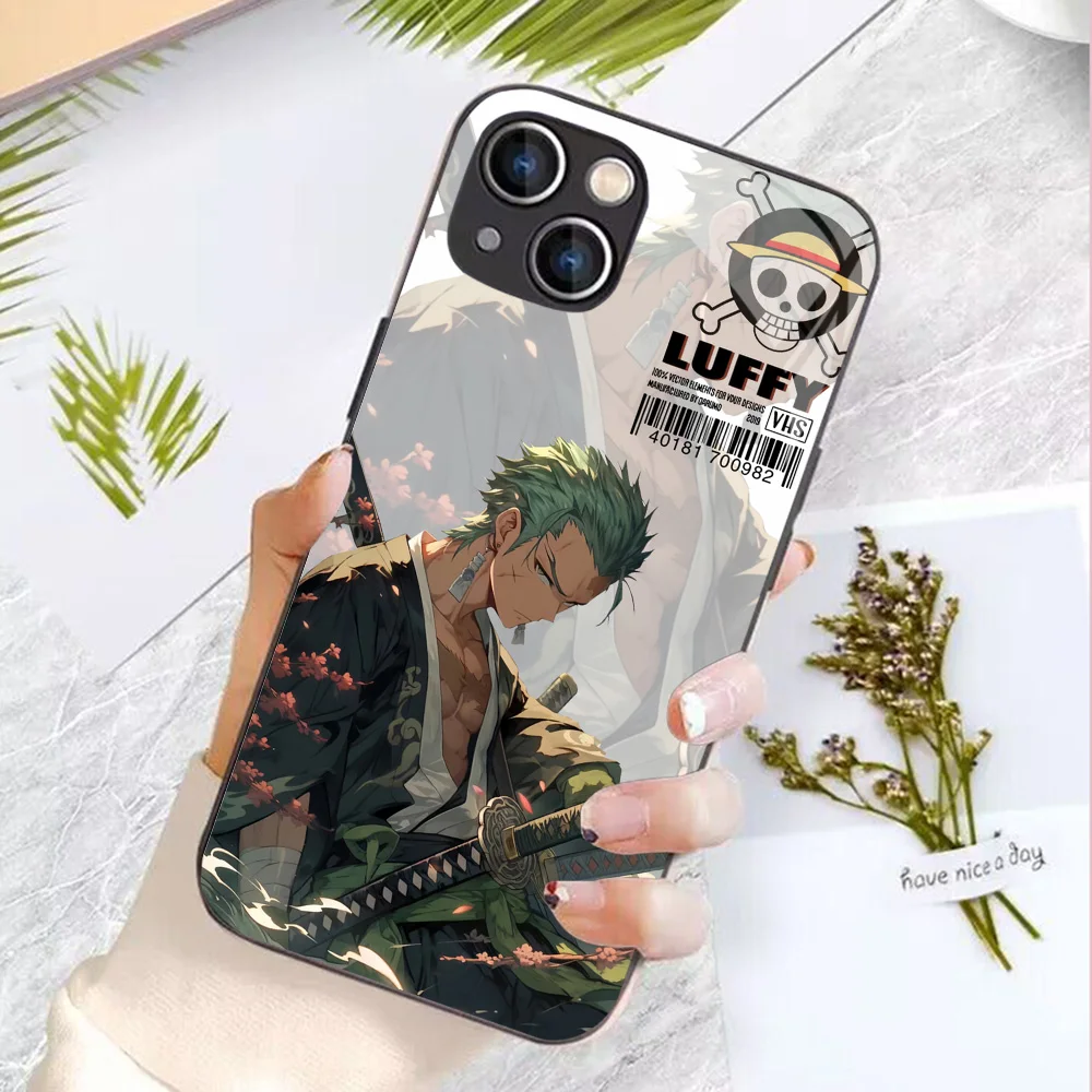 Anime O-One P-Pieces Phone Case for IPhone 16 15 14 13 12 Mini 11 Pro XS Max XR X SE 2022 8 7 Plus Glass Soft Frame Back Cover