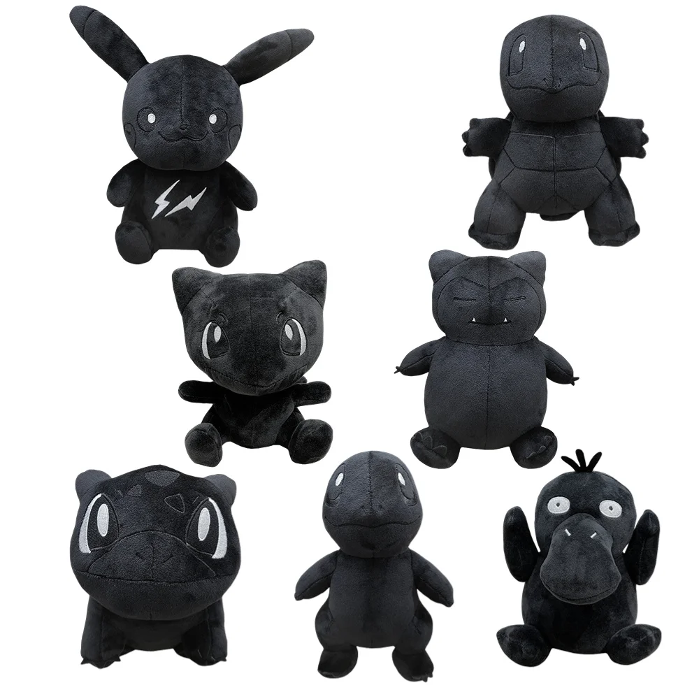 

20cm Graffiti Black Pikachu Anime Pokemon Bulbasaur Charmander Psyduck Snorlax Squirtle Mew Plush Toys Figure Dolls Child Gifts