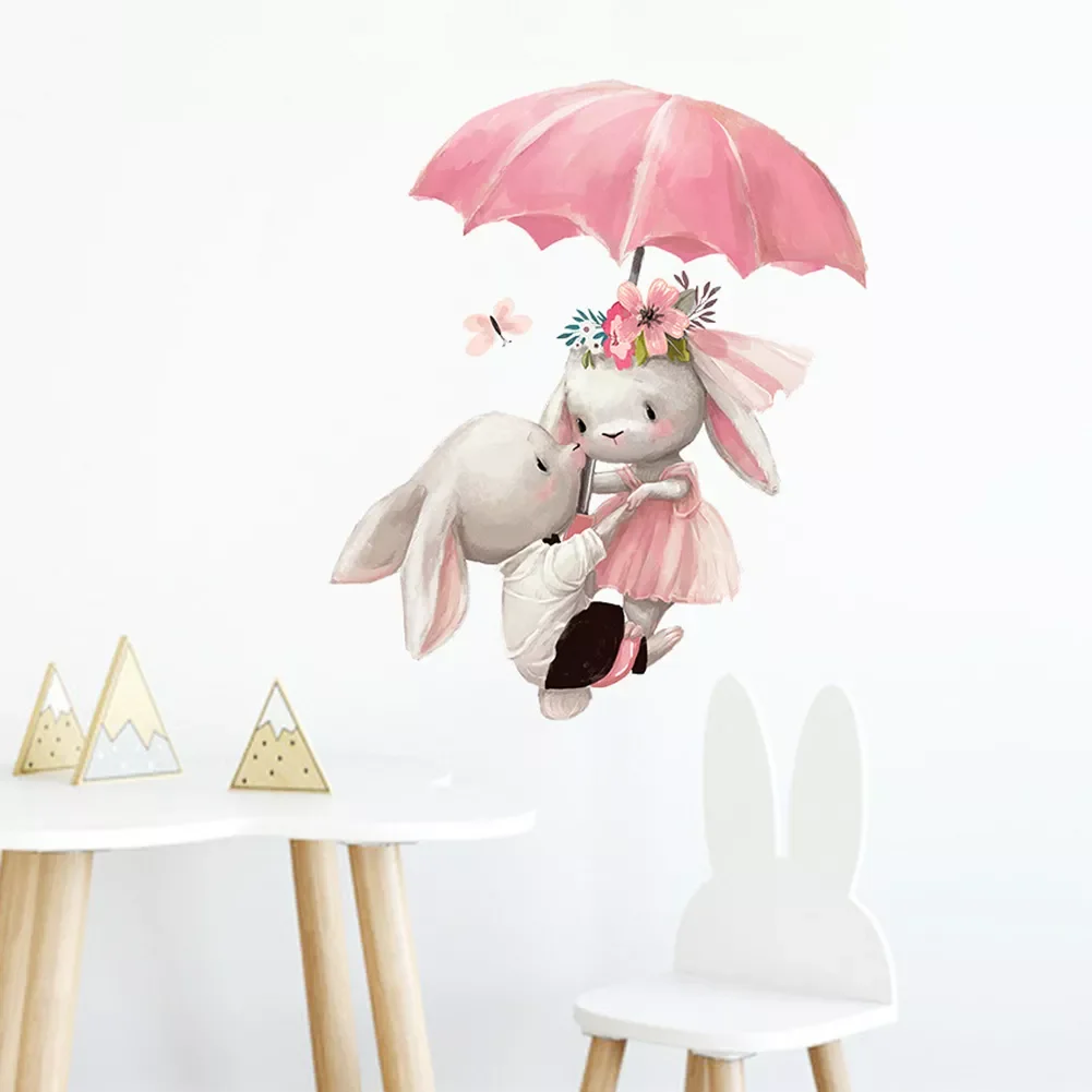 

NEW IN Cute Rabbit Series Wall Sticker For Kids Baby Room Home Decoration Wallpaper Living Room Bedroom Removable Mural Bunny St