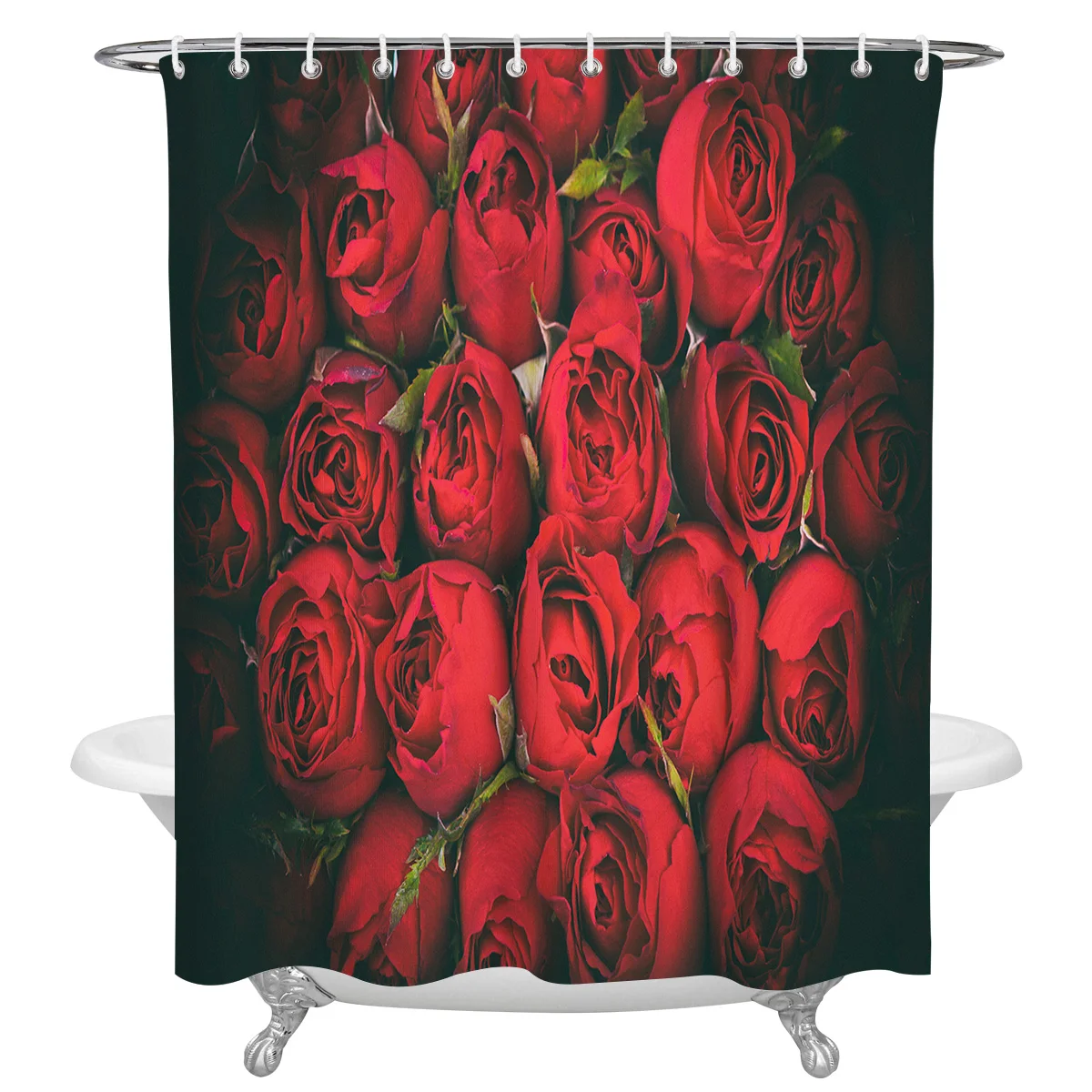 

Bouquet Of Roses Romantic Shower Curtains for Bathroom Waterproof Fabric Bath Curtain with Hooks Waterproof Bath Screen
