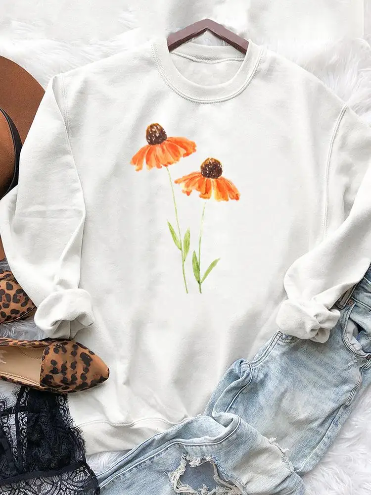 

Plant Flower Trend Cute Casual Pullovers For Women Clothing Top Printing Fall Autumn Spring Female 90s Lovely Graphic Sweatshirt