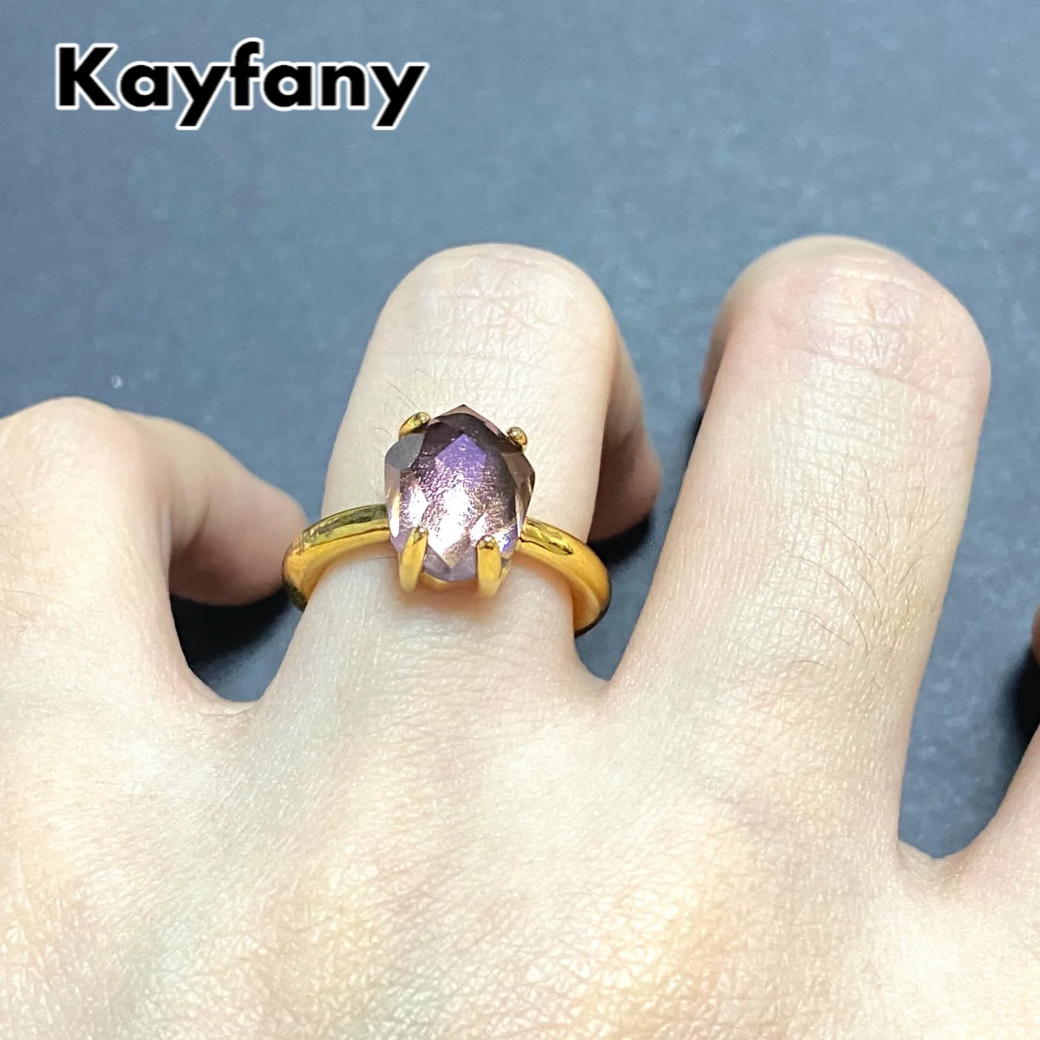 

Kayfany оригинальный дизайн кольцо с кристаллами 17 цветов Позолоченные нестандартные геометрические фиолетовые конфеты кольцо подарок на ден...