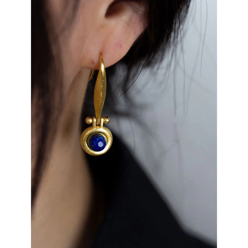 

Серьги-подвески женские из натурального лазурита