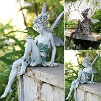 garden fairy statue pond figurine home sculpture fairies with wings ornament landscaping craft home statue figurines 15x5cm