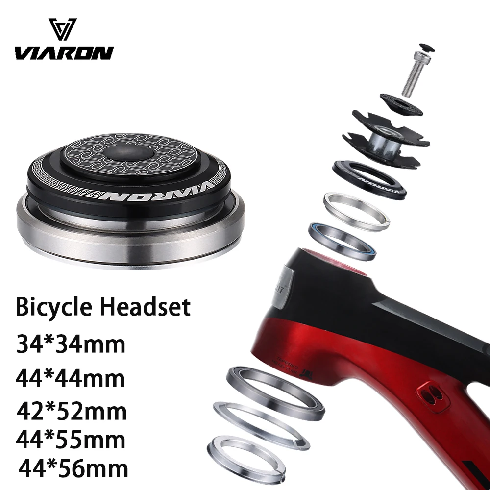 

VIARON MTB Bicycle Bearing Sealed CNC 1/8"-1 1/2" Cycling Spinal Canal/Straight Tube Fork Road Headset 34/44/52/55/56mm Cover