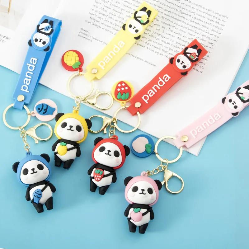 

Keychains Creative Cute Panda Mound Mound Key Hang Bags Hang Act The Role Of Pvc Soft Plastic Stereo Doll Key Chain Pendant