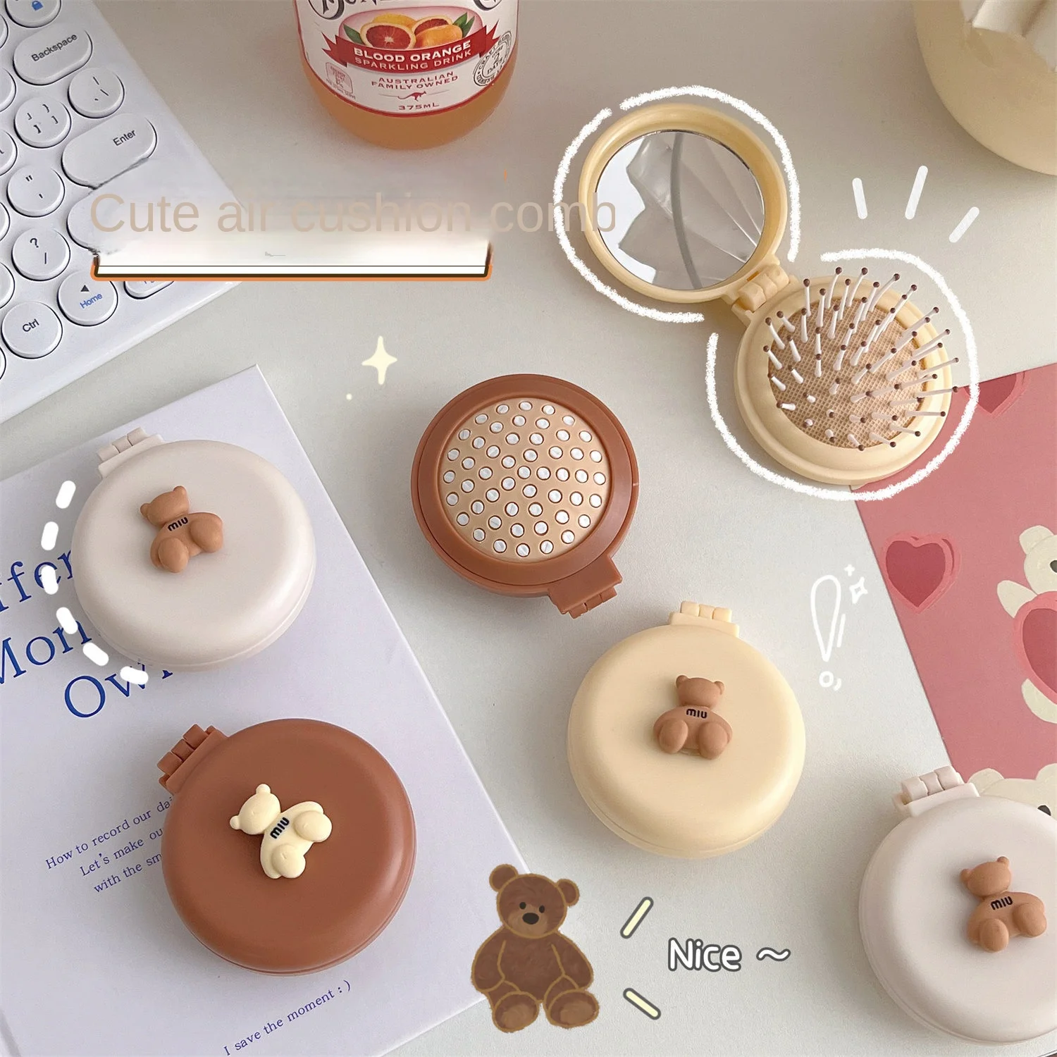 

Mini Bear Foldable Head Massager Cartoon Air Bag Hair Comb Anti Static Styling Accessories Portable Children Girl Hair Brush