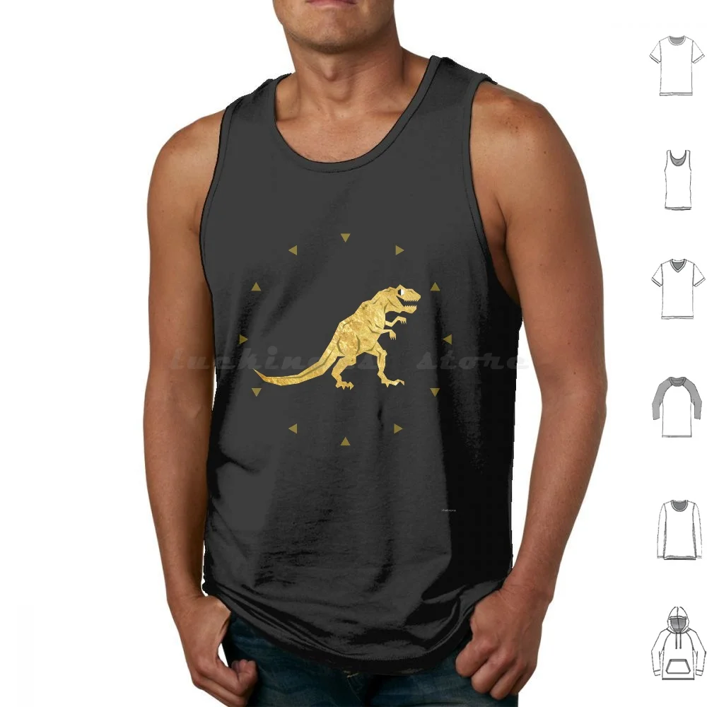 

Golden T. Rex Pattern Tank Tops Print Cotton Chobopop Dinosaur Tyrannosaurus T Rex Gold Golden Nineties Pattern Reptile