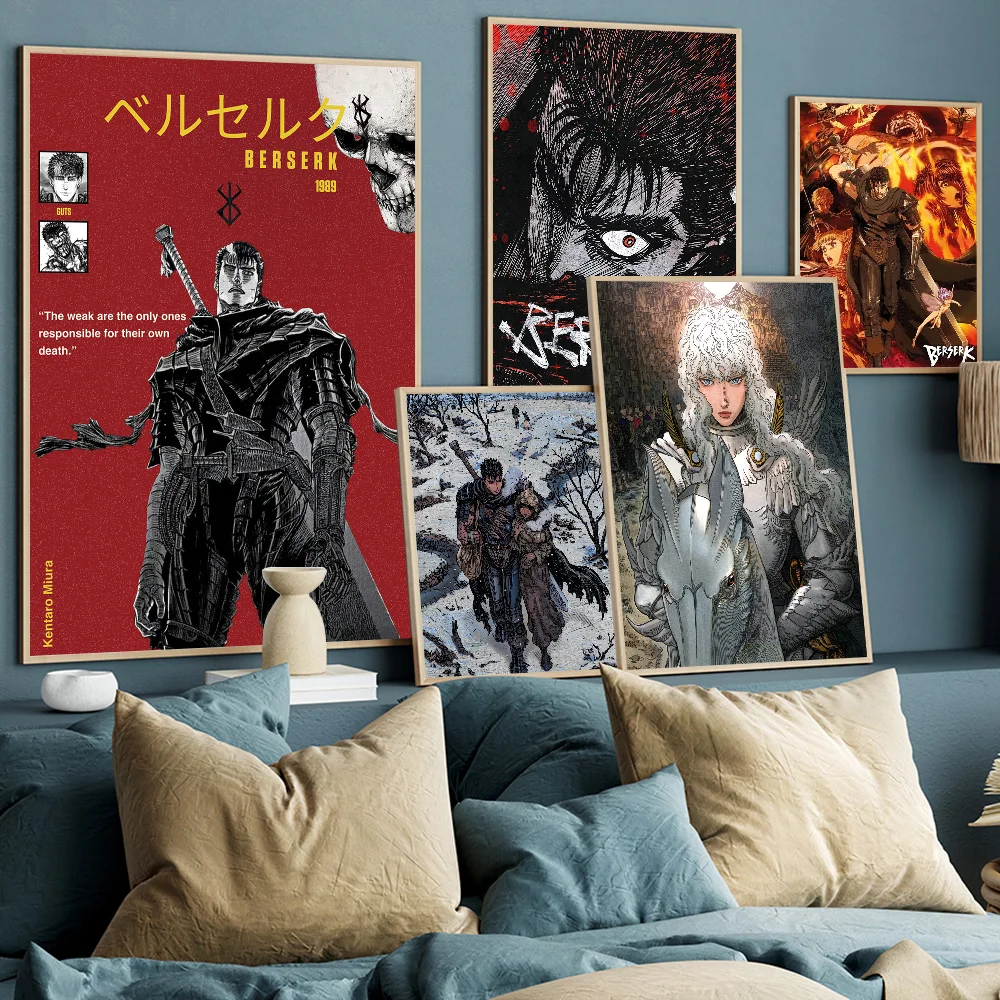 Kentaro Miura Berserk Guts комический плакат наклейка водостойкий пылезащитный клей