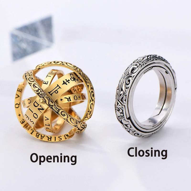 

Кольца астрономические для мужчин и женщин, креативное вращающееся космическое открытое и закрывающееся кольцо на палец, бижутерия, модные мужские и женские кольца