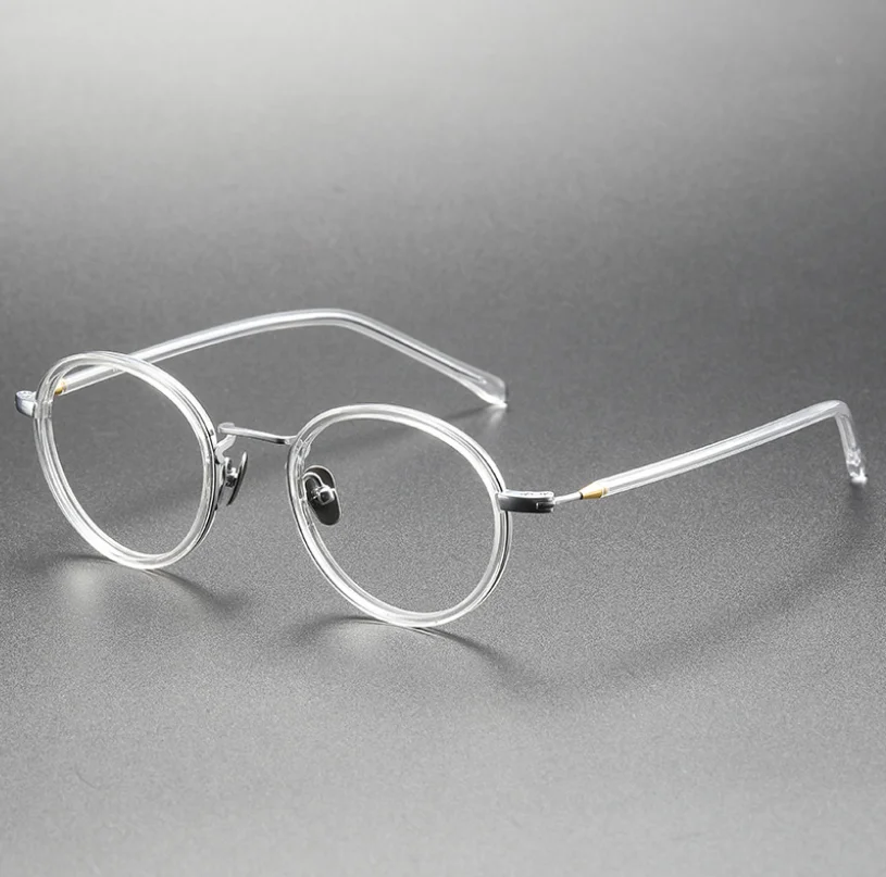 

Ультралегкие очки для чтения по рецепту, с круглой оправой, из чистого титана, для мужчин и женщин, оптические очки с защитой от царапин, очки для дальнозоркости