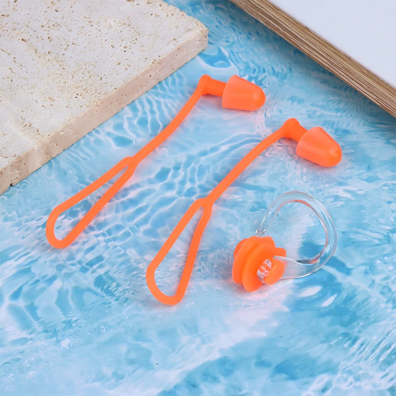 

1Set Swimming Earplugs Waterproof Nose Clip Prevent Water Noise Reduction Protection Ear Plug Soft Silicone Swim Dive Supplies
