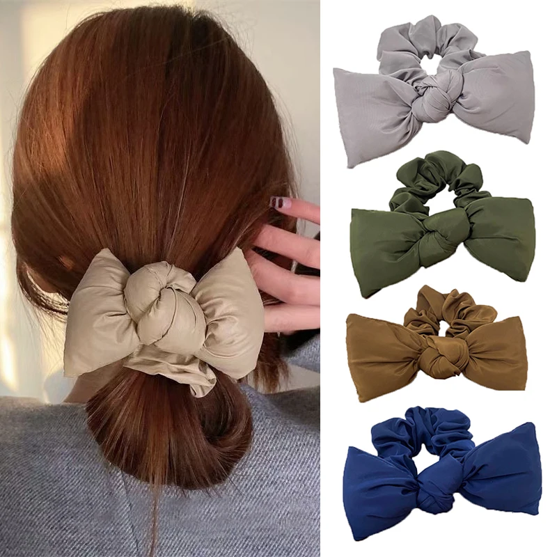 

Morandi Cotton Bubble Knot Bow Elastic Hair Bands Ponytail Holder Scrunchie Handmade Soft New Summer Colorful Hair Tie Cute