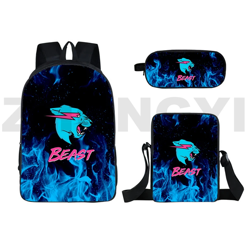 

New Mochila 3D Anime Mr Beast Backpack 16 Inch 3 Pcs/set Bagpack Travel Mr Beast School Backpack for College Students Teenager