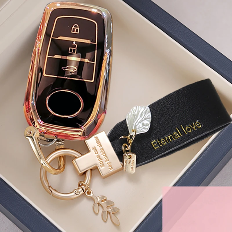 Чехол для автомобильного ключа с 2/3/4 кнопками для Toyota RAV4 HARRIER Hilux Fortuner Land Cruiser Crown Highland Prado Yaris Cross Aygo X 2022