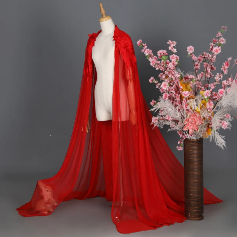 Накидка Hanfu с перьями на плече Длинная женская традиционная китайская одежда