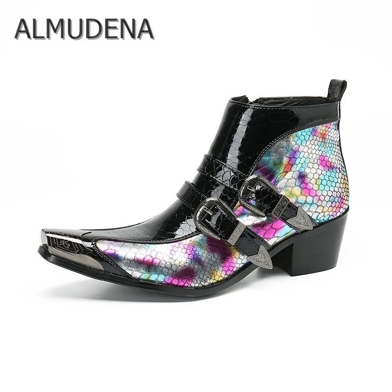 

Модные Дизайнерские мужские короткие сапоги с острым носком и пряжкой с ремешком, индивидуальные удобные кожаные сапоги