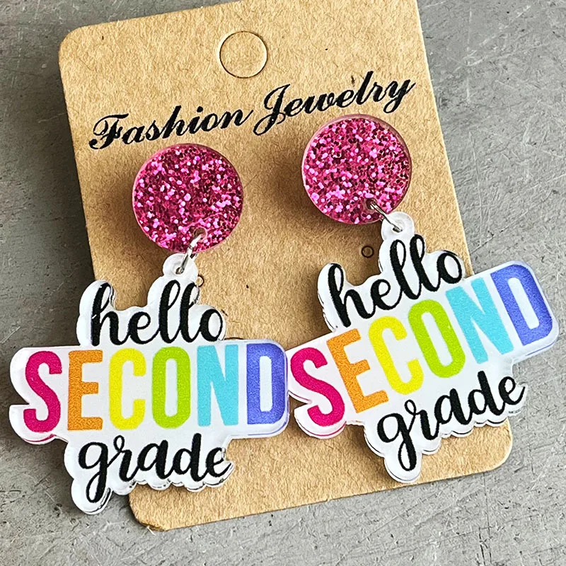 New Creative Colorful Simple English Acrylic Shining Earrings Fashion Personalized Women Charm Jewelry Interesting Gift
