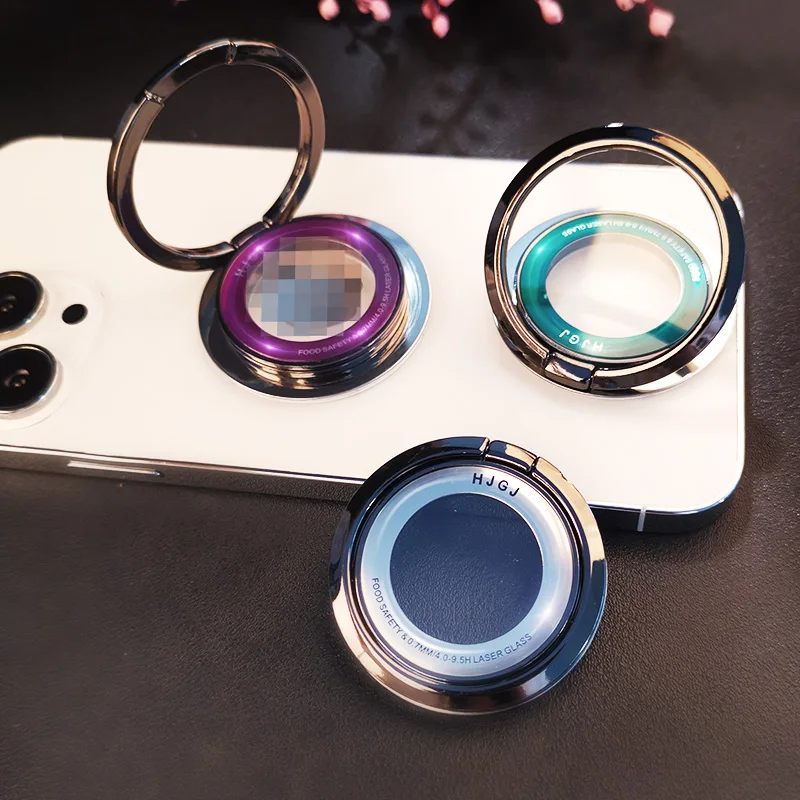 

Stand Mobile Phone Holder Creative Transparent Electroplating Finger Buckle Metal Buckle Mobile Phone Shell Universal Folding