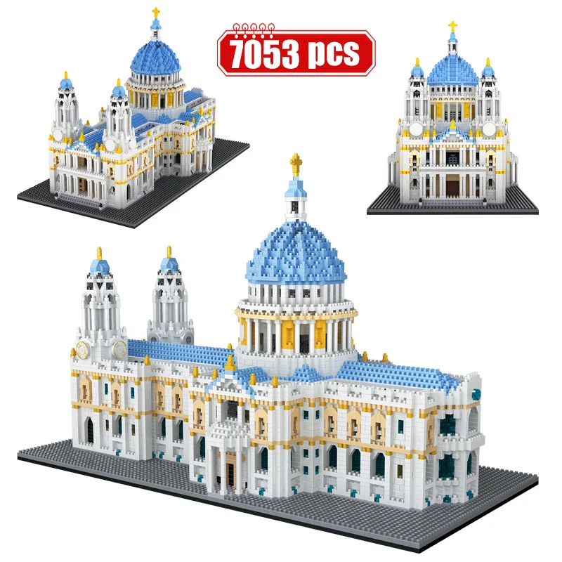 

Britain London Famous Architecture Brick St Pauls Cathedral Micro Diamond Building Block Model Toys Nanobricks Collection