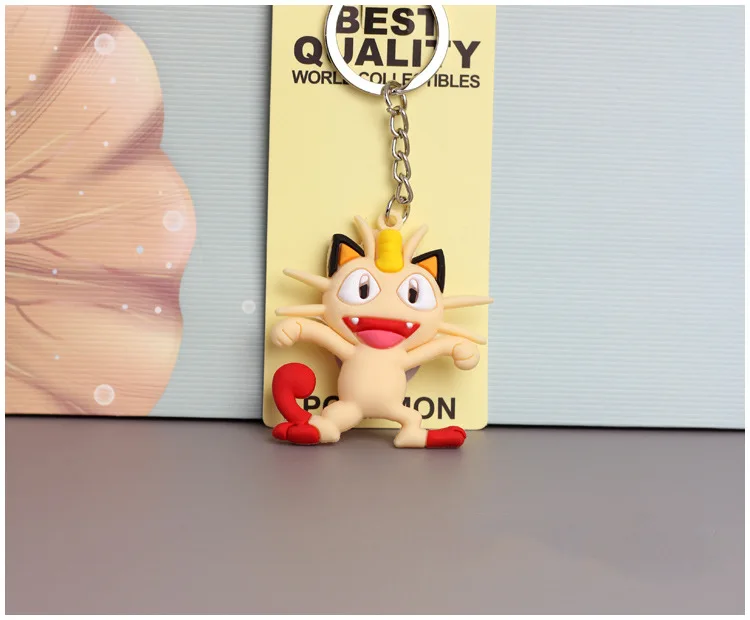 

Pokemon Anime Figures Charizard Keychain Toys Marowak Abra Ponyta Porygon Eevee Silicone Accessories Action Pendant Bag Key Ring